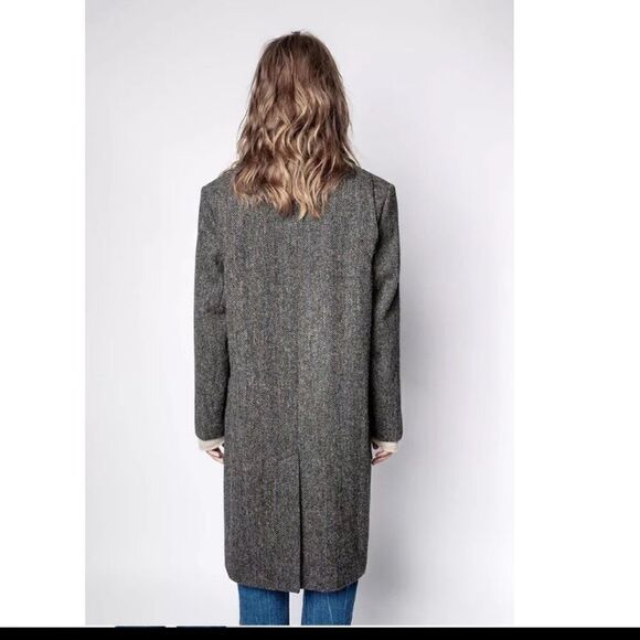 Zadig & Voltaire Macy Wool Check Coat size 38 CHARBON - Picture 4 of 12